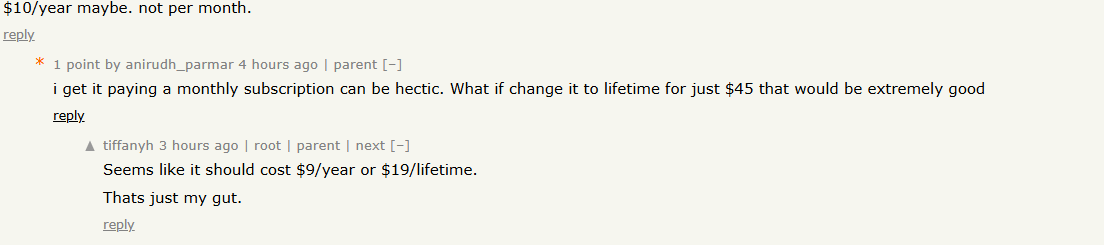 feedbacks i recived from hackernews